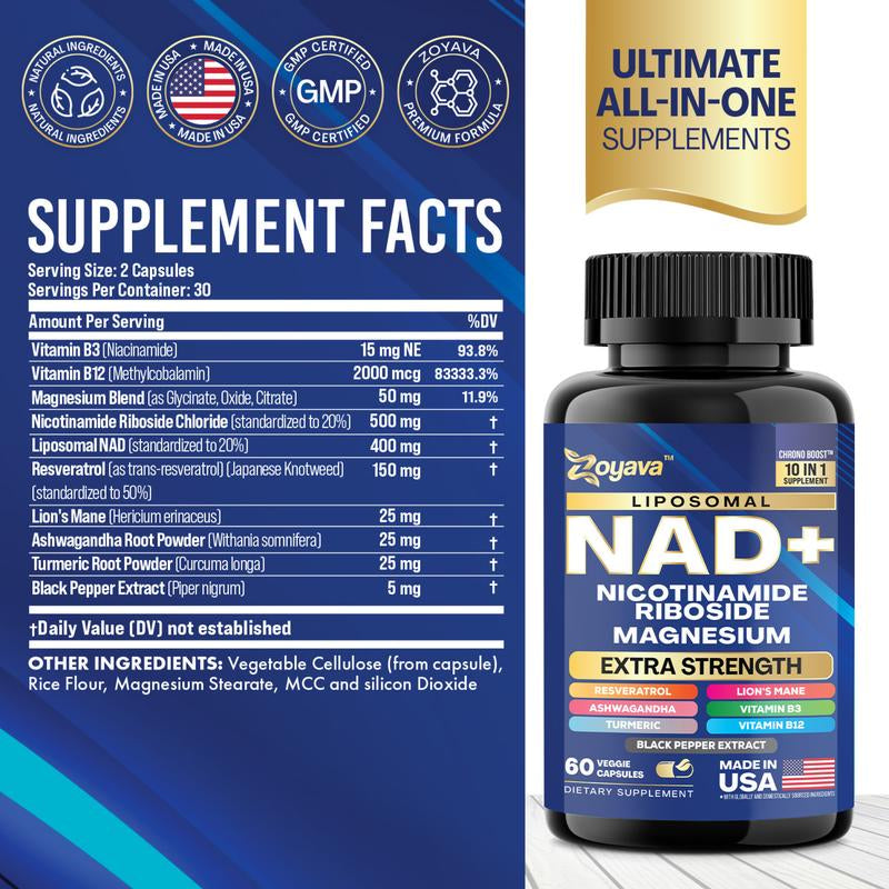 Her Skin plus Bundle - Zoyava NAD+ & Collagen All-In-One Supplement Combo for Extra Skin Aging Support, Hair Health, & Overall Wellness - Made in USA