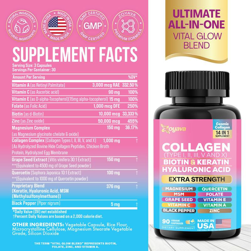 Her Skin plus Bundle - Zoyava NAD+ & Collagen All-In-One Supplement Combo for Extra Skin Aging Support, Hair Health, & Overall Wellness - Made in USA