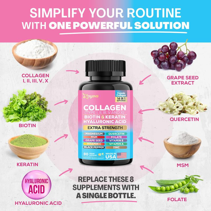 Her Skin plus Bundle - Zoyava NAD+ & Collagen All-In-One Supplement Combo for Extra Skin Aging Support, Hair Health, & Overall Wellness - Made in USA