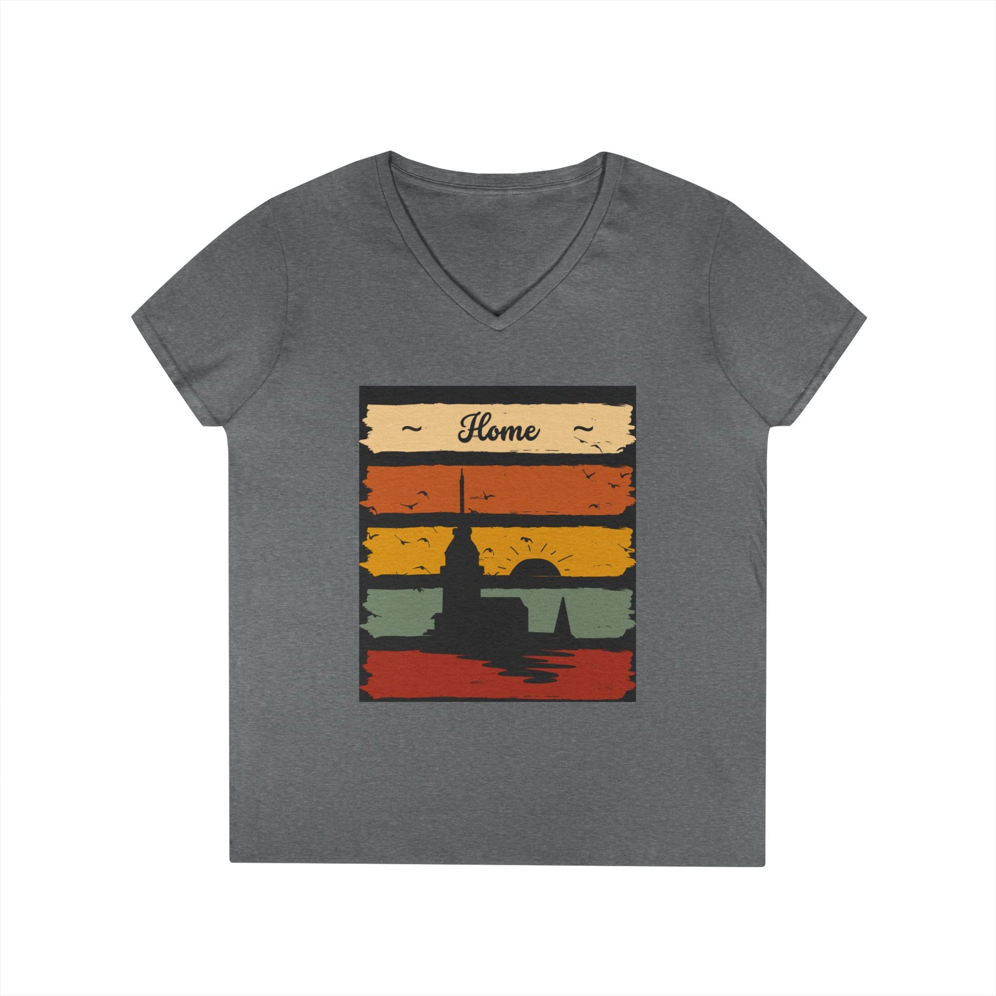 Black Ladies' V-Neck T-Shirt - Simple Day to Day Design