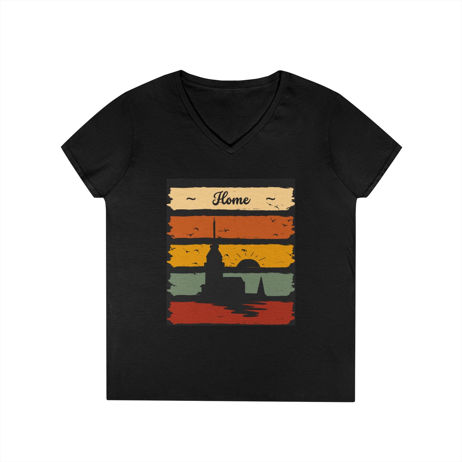 Black Ladies' V-Neck T-Shirt - Simple Day to Day Design