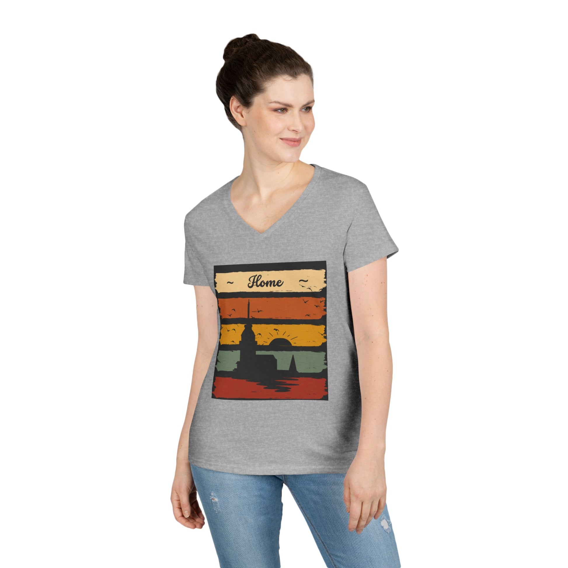 Black Ladies' V-Neck T-Shirt - Simple Day to Day Design