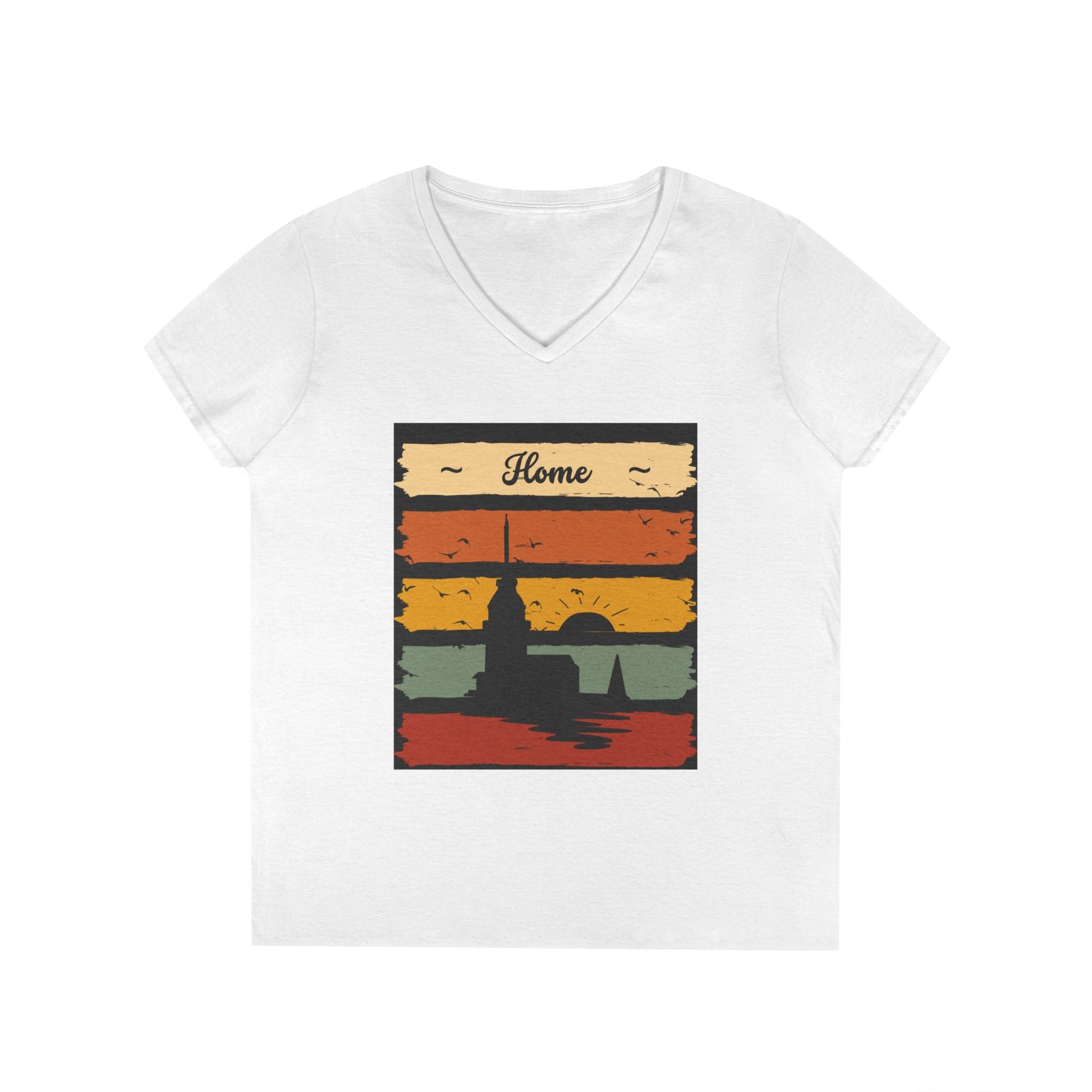 Black Ladies' V-Neck T-Shirt - Simple Day to Day Design