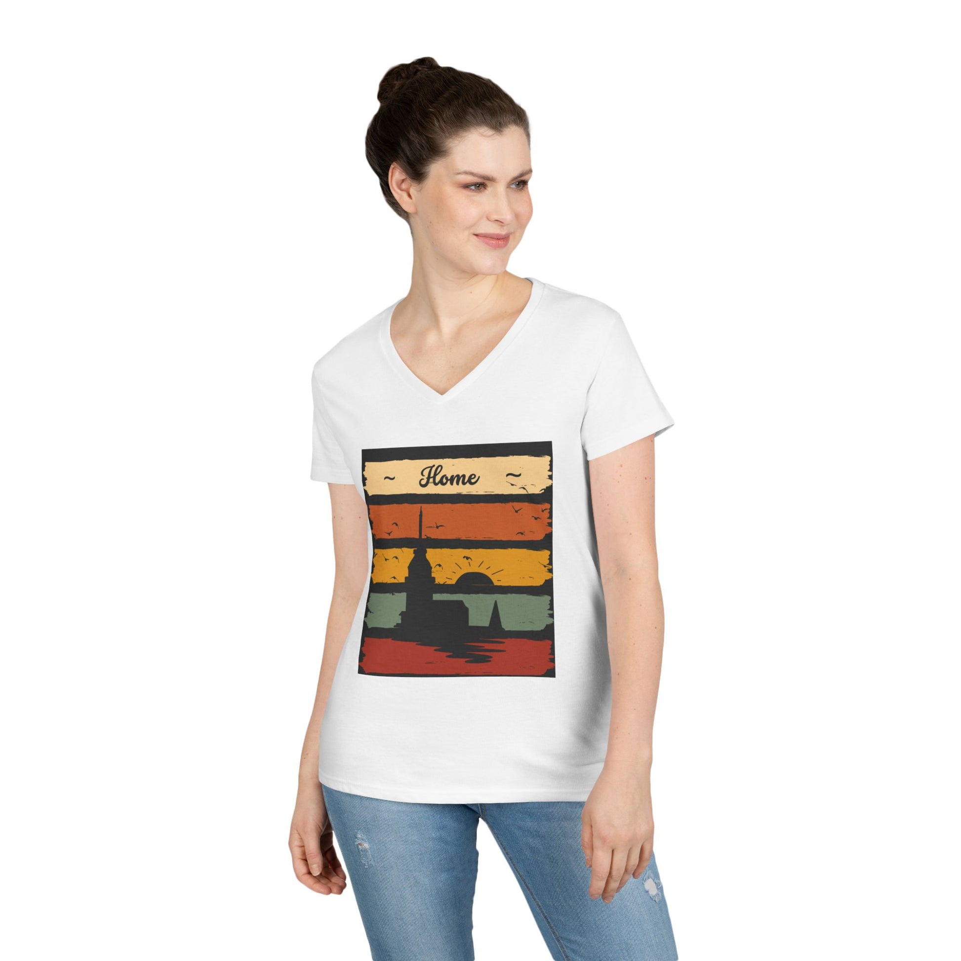 Black Ladies' V-Neck T-Shirt - Simple Day to Day Design