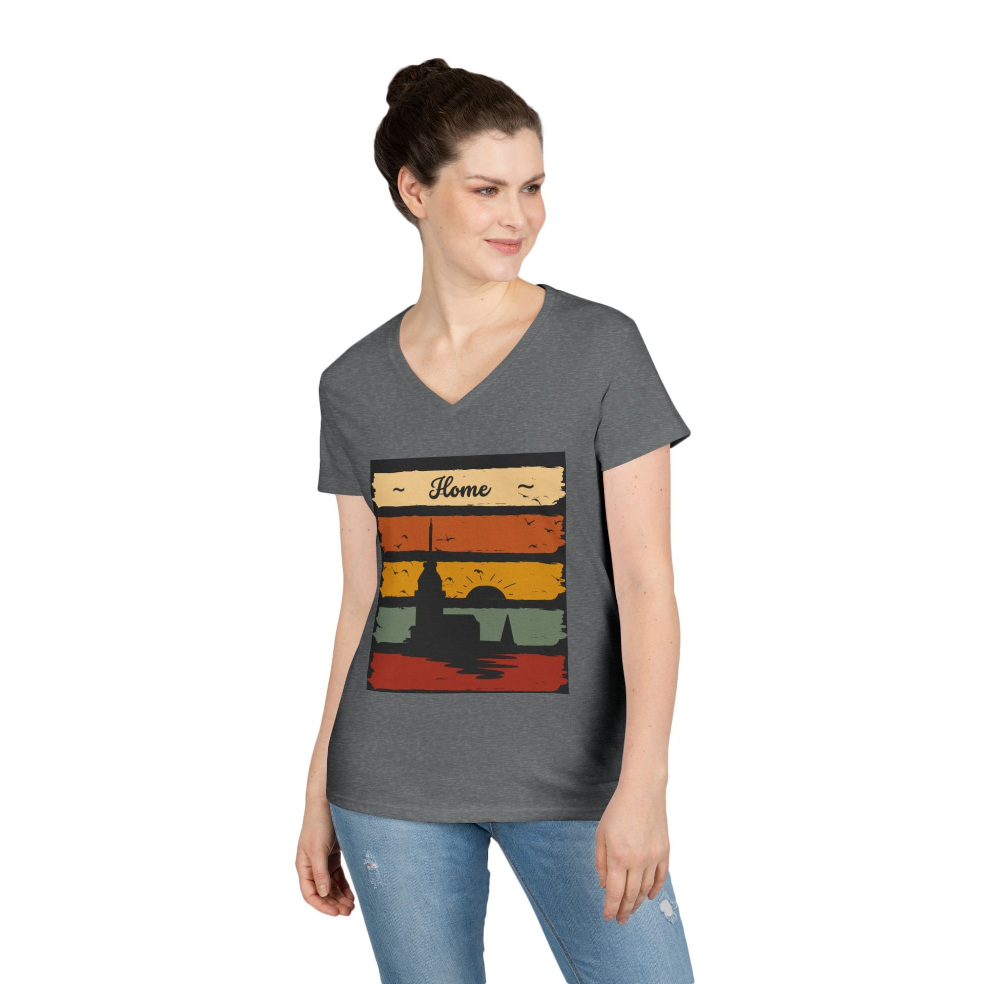 Black Ladies' V-Neck T-Shirt - Simple Day to Day Design