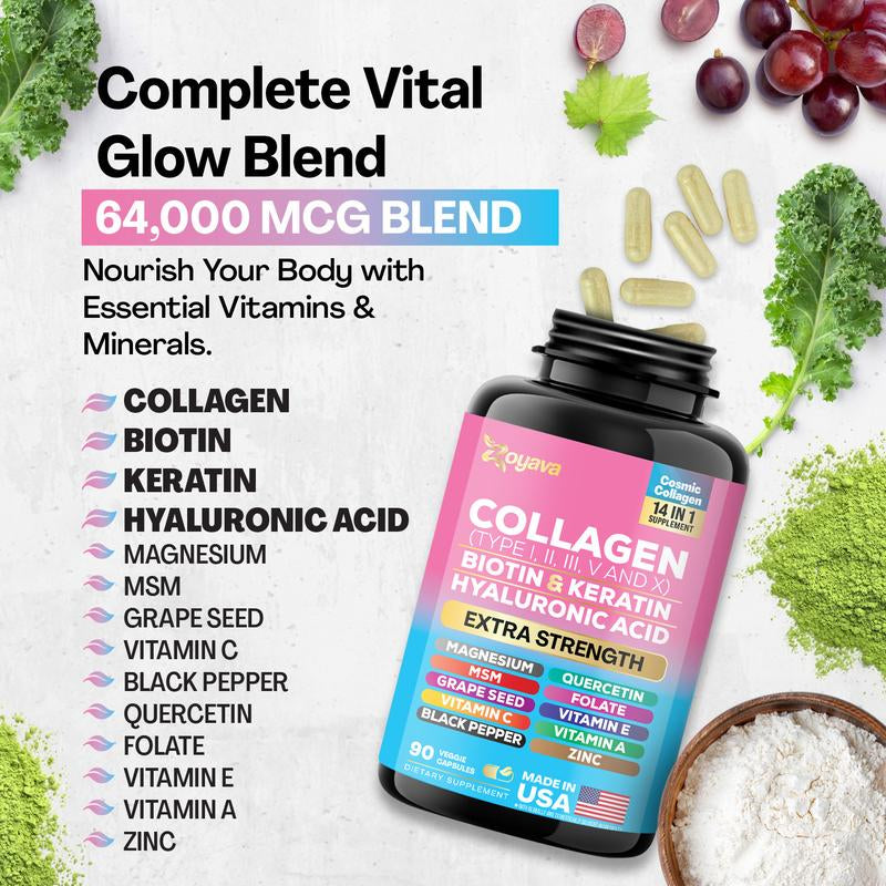 Her Skin plus Bundle - Zoyava NAD+ & Collagen All-In-One Supplement Combo for Extra Skin Aging Support, Hair Health, & Overall Wellness - Made in USA