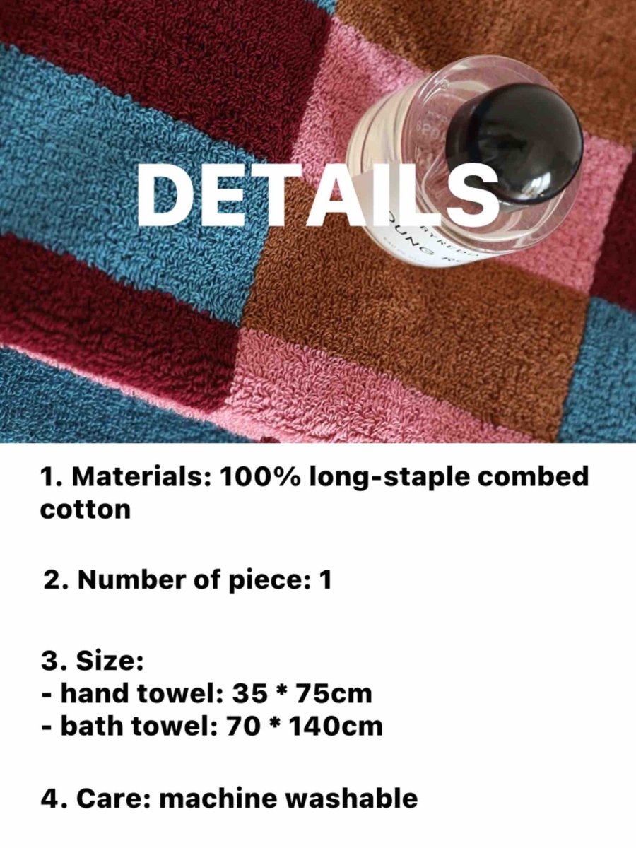 Rainbow Checkered Bath Towel, Soft 100% Organic Long-Stapled Cotton